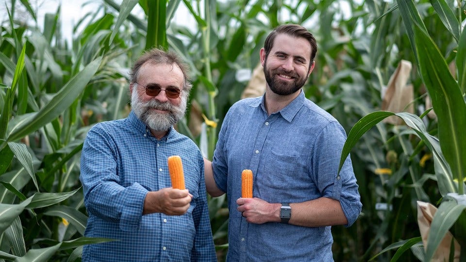 (L-R Prof. Torbert Rocheford & Evan Rocheford, CEO of NutraMaize)