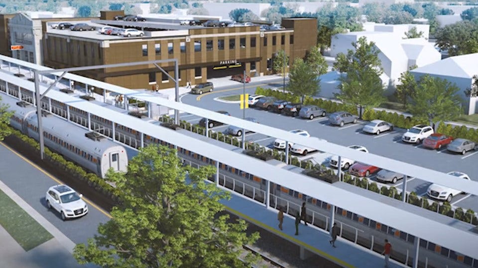 This artist rendering shows what a new Michigan City South Shore station will look like. (image courtesy: NICTD)