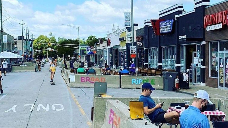 Indianapolis partially closed several streets, including in Broad Ripple, as part of the Dine Out Indy program. (photo courtesy: City of Indianapolis)
